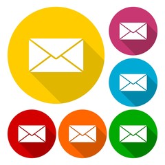 Letter icons set with long shadow