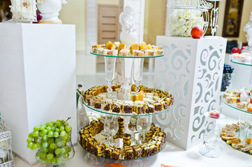 sweet candies and cupcakes on wedding reception