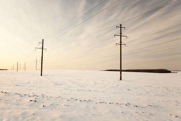 power line. Winter  