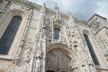 Beautiful gothic portal of Jeronimos Monastery