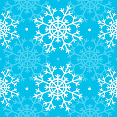 Seamless blue Christmas pattern with snowflakes. Winter background. Christmas template.