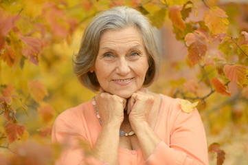 Naklejka na ściany i meble senior woman in autumn park