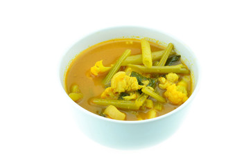 hot and sour soup on a white background.