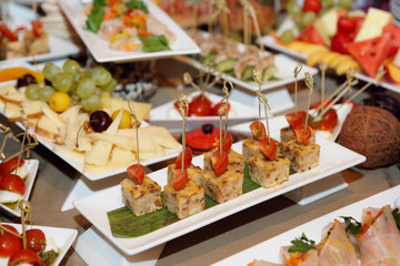 Various snack on restaurant table
