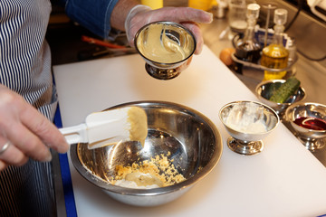 Chef is cooking dressing