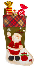 Green and white stocking with candies