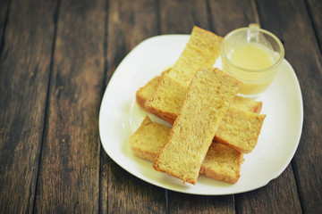 sugar crackers biscuit on wooden table