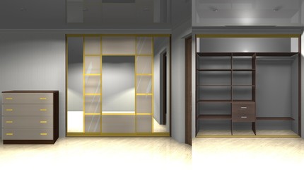 wardrobe and chest of drawers, 3D render design