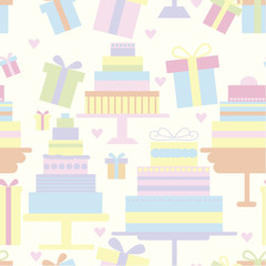 Seamless ornament in gentle, vanilla tones composed of multi-tie