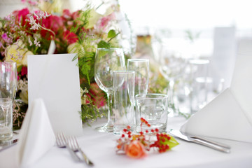 Table set for an event party or wedding reception