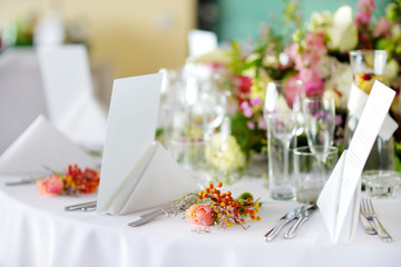 Table set for an event party or wedding reception