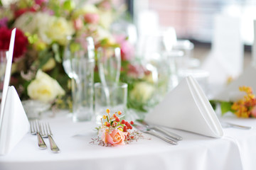 Table set for an event party or wedding reception