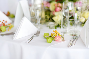 Table set for an event party or wedding reception