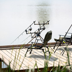 Fishing tackle on pier