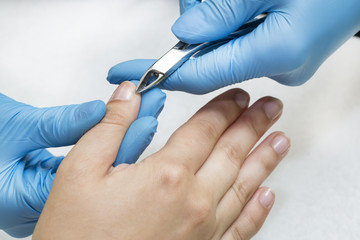 woman doing manicure beauty salon varnish wellness