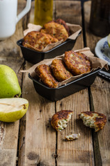 Delicate pear and blue cheese pancakes