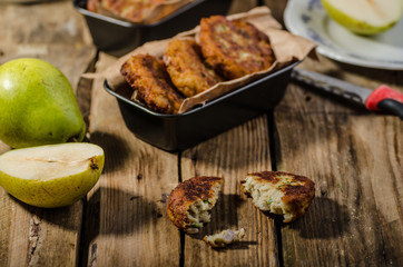 Delicate pear and blue cheese pancakes