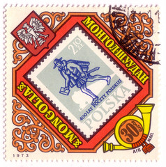 MONGOLIA - CIRCA 1973: A stamp printed in Mongolia shows Polish