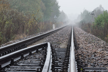 Fototapeta premium Railway track on gravel embankment