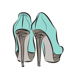 hand drawn  female high-heeled shoes.