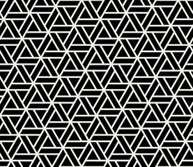 Vector Seamless Black And White Abstract Geometric Interlacing Triangle Lines Pattern