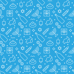 Hanukkah seamless pattern modern linear art design. Vector illus