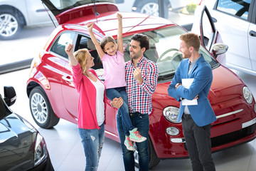 Family buying a car