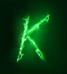 Alphabet made of electric lighting, thunder storm effect. ABC