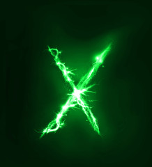 Alphabet made of electric lighting, thunder storm effect. ABC