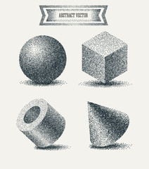 Halftone elements with  Dots. Dotwork Engraving Pattern Background. Vector Illustration