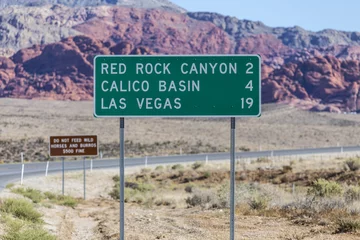Zelfklevend Fotobehang Road to Las Vegas Highway Sign © trekandphoto