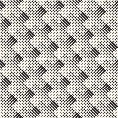 Vector Seamless Black And White Abstract Geometric Rectangilar Cross Halftone Tiling Pattern