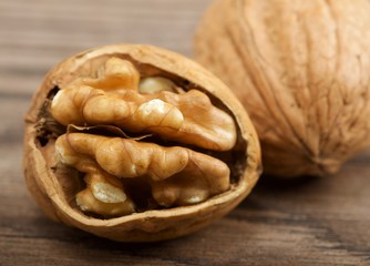 walnuts on wooden background