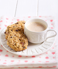 Oat, raisin and chocolate chip cookies