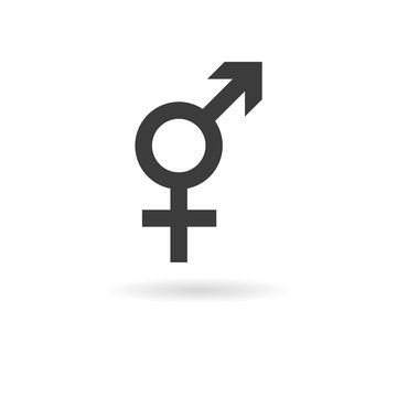 Dark grey icon for intersex on white background with shadow