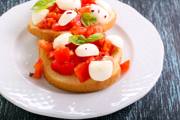 Mozzarella and tomato toasts