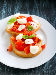 Mozzarella and tomato toasts
