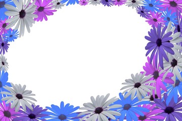 Flower frame with many different color flowers