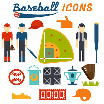 flat design icons of baseball