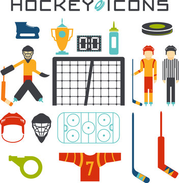flat design icons of hockey