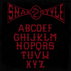 snake style gothic grunge alphabet