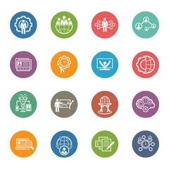 Flat Design Business Icons Set.