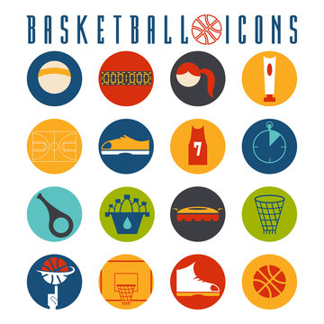 flat design icons of basketball