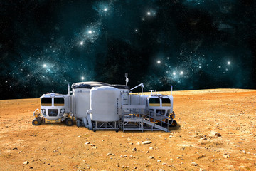 An outpost on a barren world - Elements of this image furnished by NASA. - Powered by Adobe
