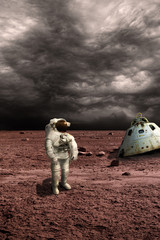 A marooned astronaut surveys his situation - Elements of this image furnished by NASA. - 94800365