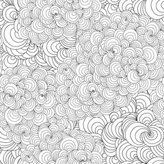 Abstract doodle wavy seamless pattern. Hand-drawn black and white background.