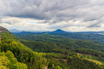 Fototapeta premium Czech - impressive views of the nearby and far away surroundings from stone bridge Pravcicka brana