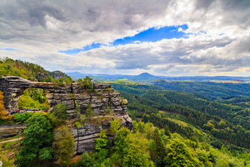 Fototapeta na wymiar Prebischtor Pravicka brana a famous natural monument in Czech Switzerland