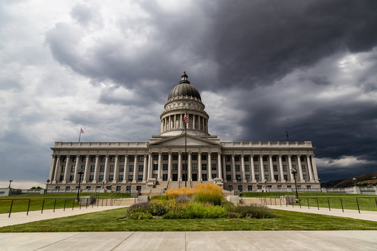 Thunderstorm rising above the Capitol in Salt Lake City, Utah