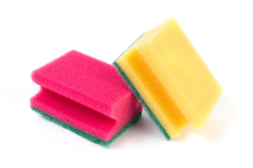 Obraz na płótnie Canvas colored kitchen sponges isolated on white background
